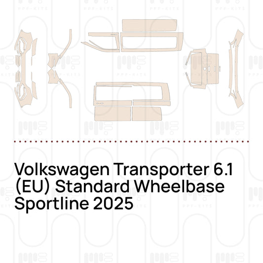 Vorgeschnittene PPF-Lackschutzfolie Volkswagen Transporter 6.1 (EU) Standard Wheelbase Sportline 2025