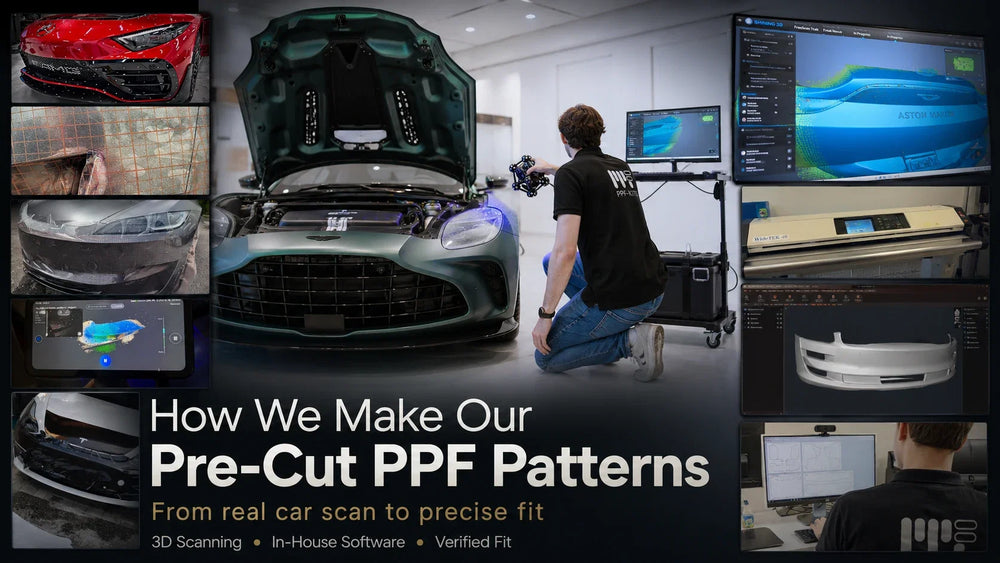 PPF-Kits workflow: 3D scanning an Aston Martin, in-house pattern software and the finished pre-cut PPF kit