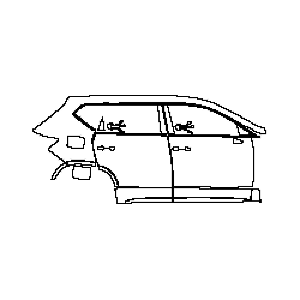 Pre-cut PPF pattern: Right Door + Side Skirt + Rear Fender - Seat