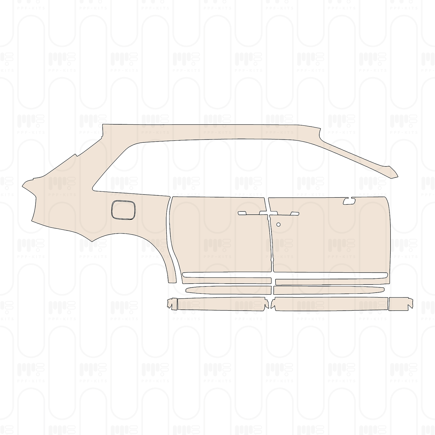 (right) Door+Side Skirt+Rear Fender one piece rear Fender