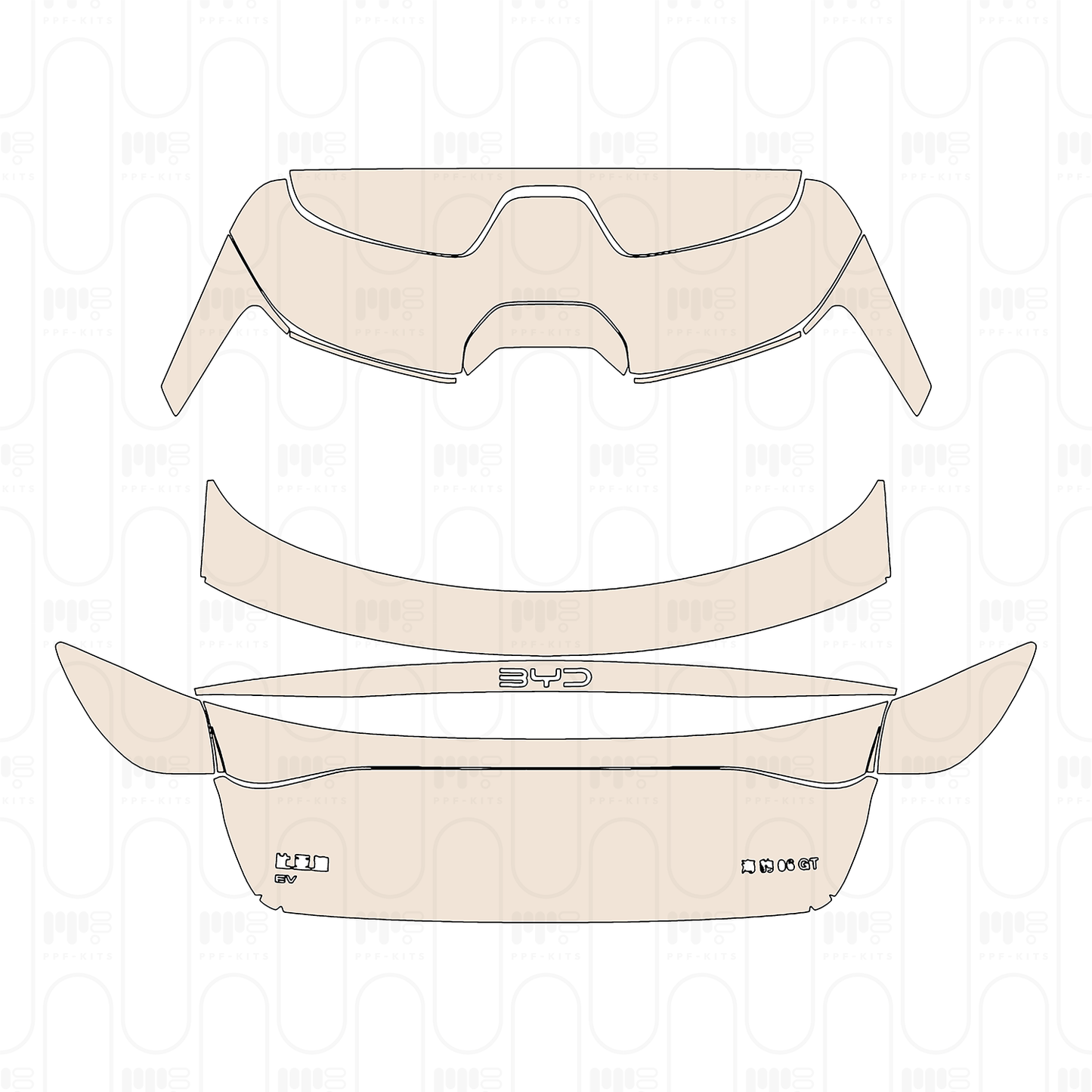Trunk Lid with "BYD" & "BYD EV" & "Seal 06GT" Emblems, Not for ADAS