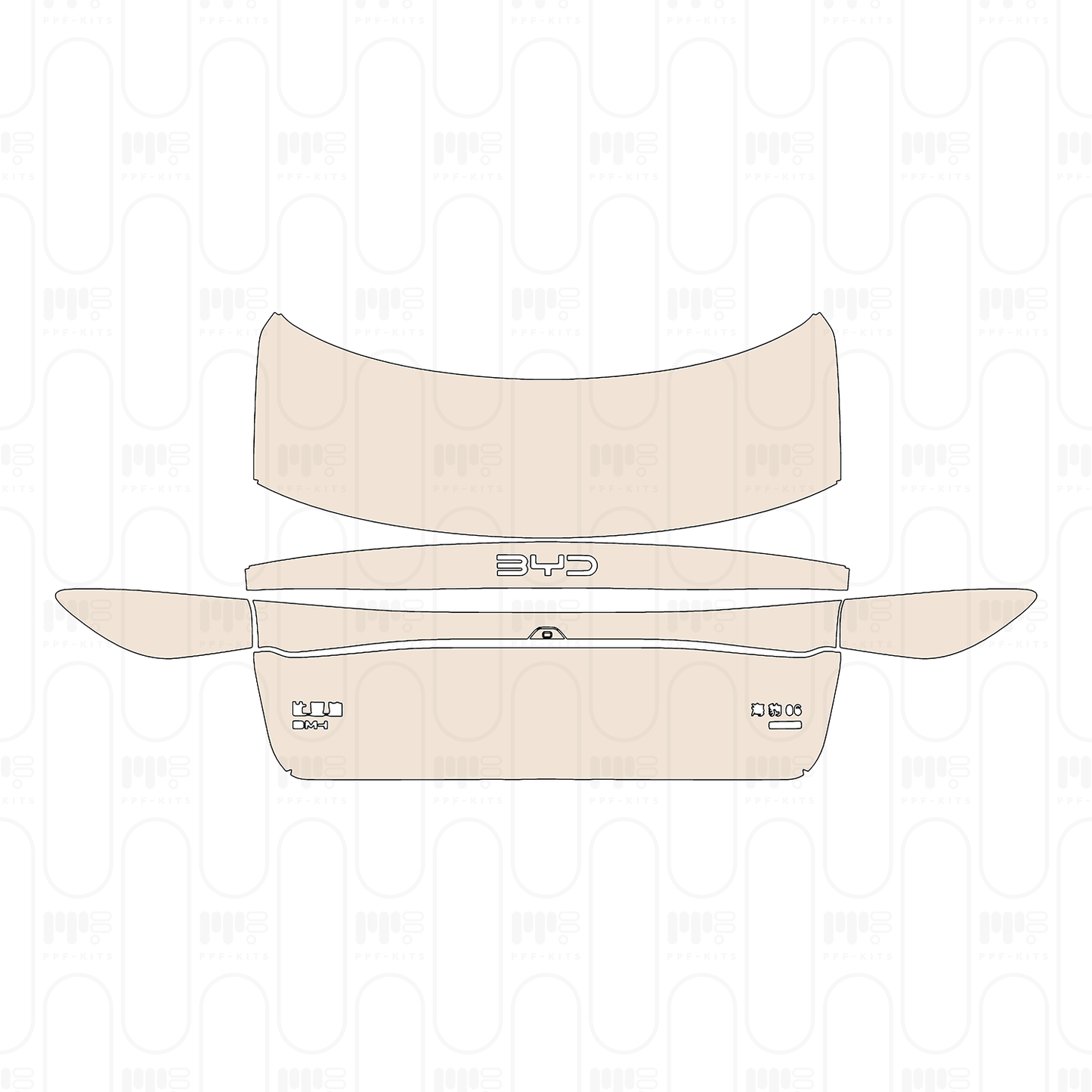 Trunk Lid with "BYD" & "BYD DM-i" & "Seal 06" & "Eye of the Gods" Emblems