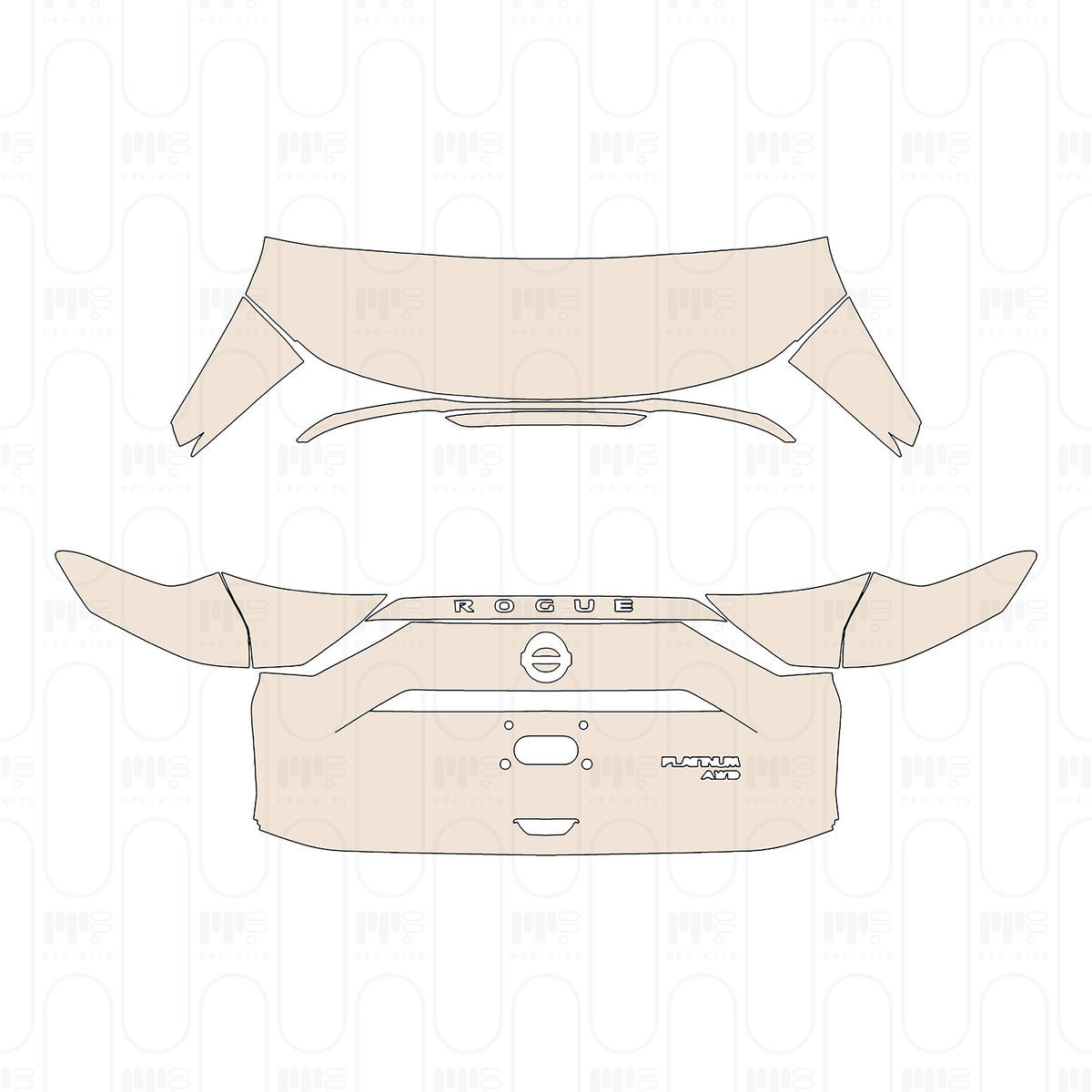 Trunk Lid with "ROGUE" & "PLATINUM AWD" Emblems