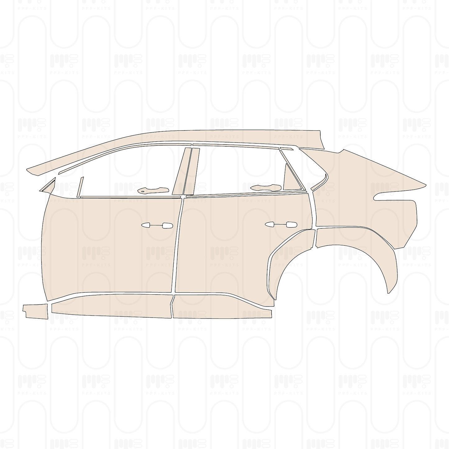 (left) Door+Side Skirt+Rear Fender split rear Fender