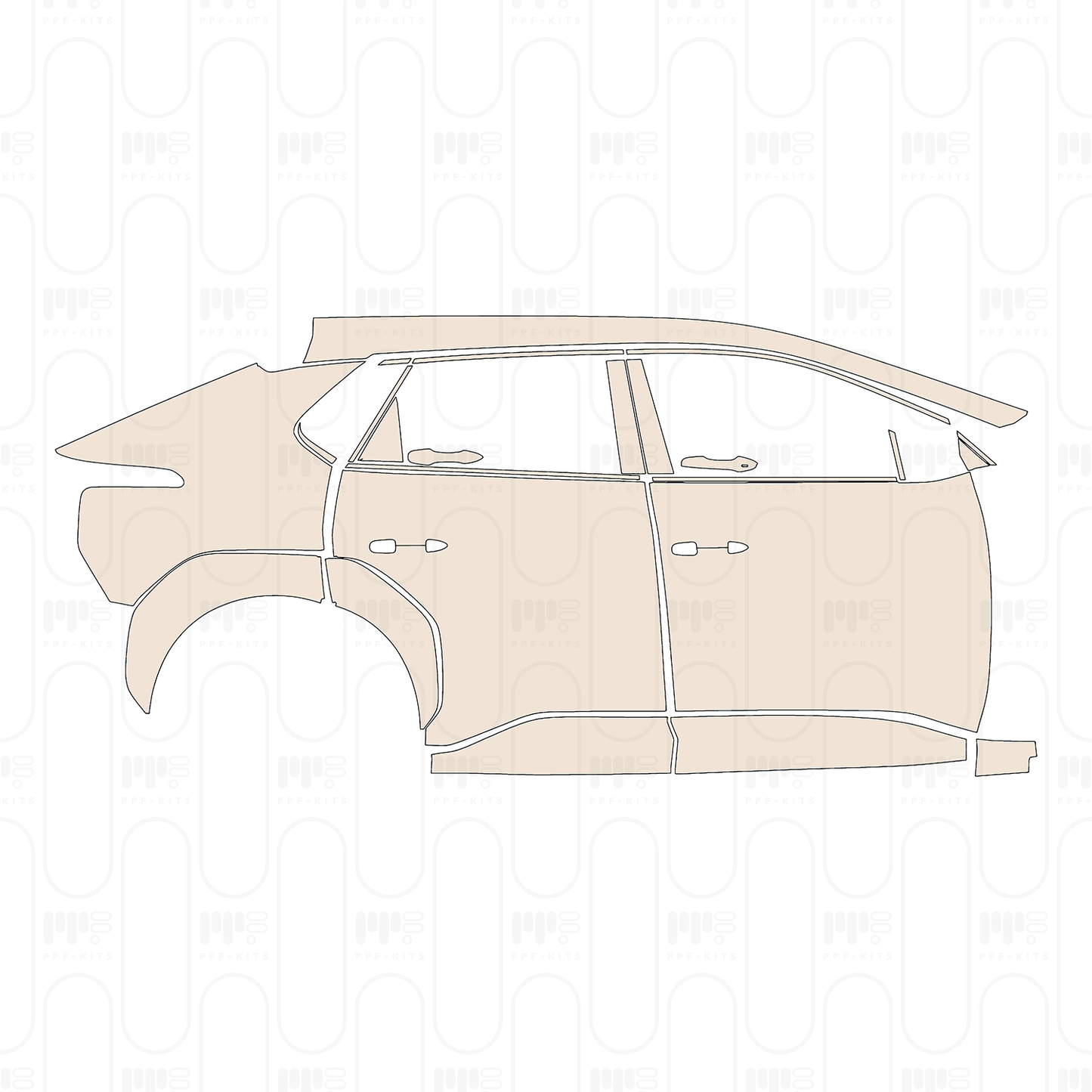 (right) Door+Side Skirt+Rear Fender split rear Fender