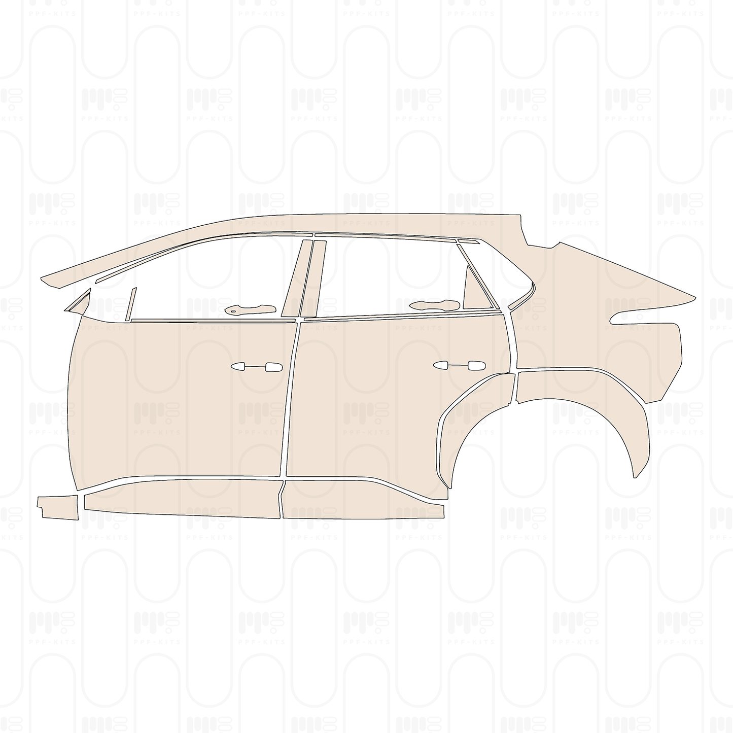 (left) Door+Side Skirt+Rear Fender one piece rear Fender