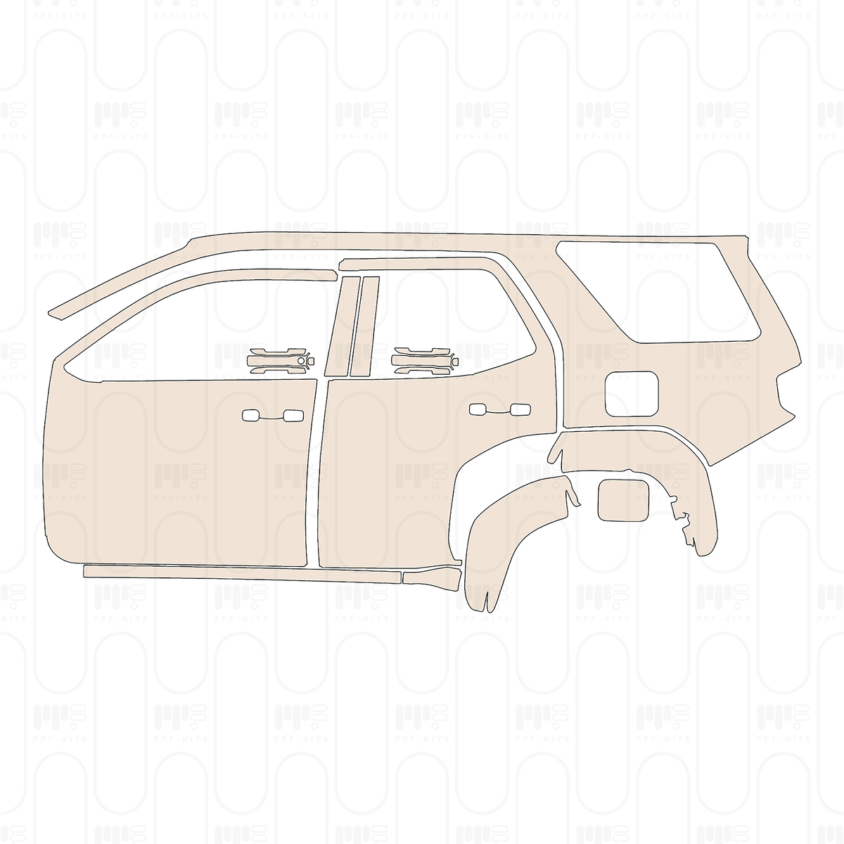 (left) Door+Side Skirt+Rear Fender without Emblem on rear Fender