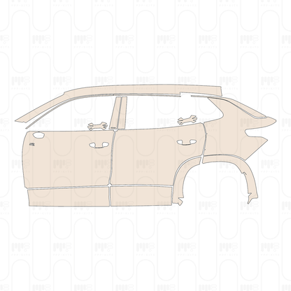 (left) Door+Rear Fender+Side Skirt with "R" Emblem on front door