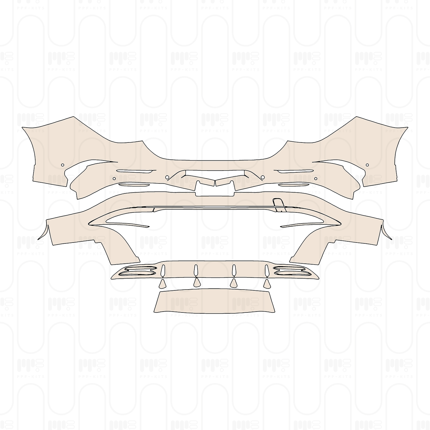 Rear Bumper for US license plate cutout, with 6 PDC (Parking Sensors)