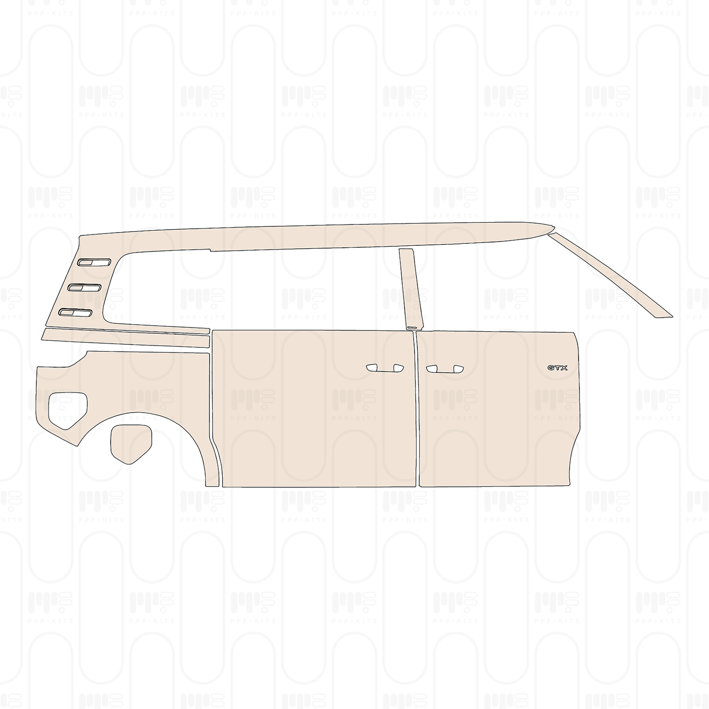 (right) Door+Rear Fender+Side Skirt with "GTX" Emblem on front door
