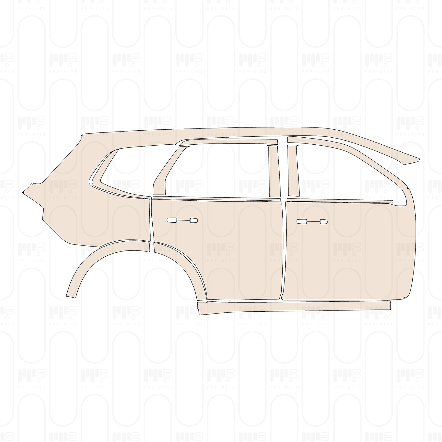 (right) Door+Rear Fender+Side Skirt Separate cutting of B‐Pillar and C‐Pillar