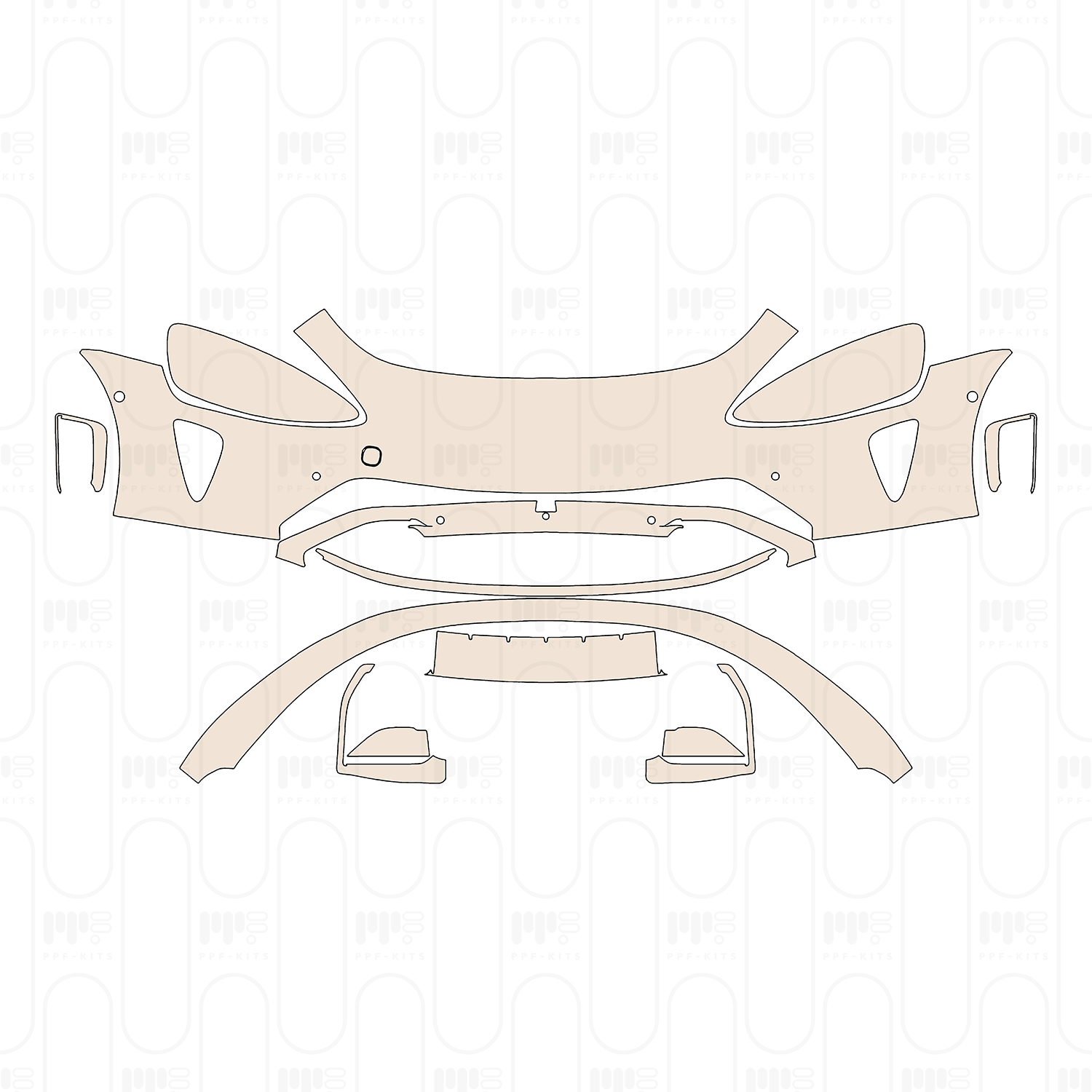 Bumper+Headlamp without license frame cutout, with 6 PDC (Parking Sensors)