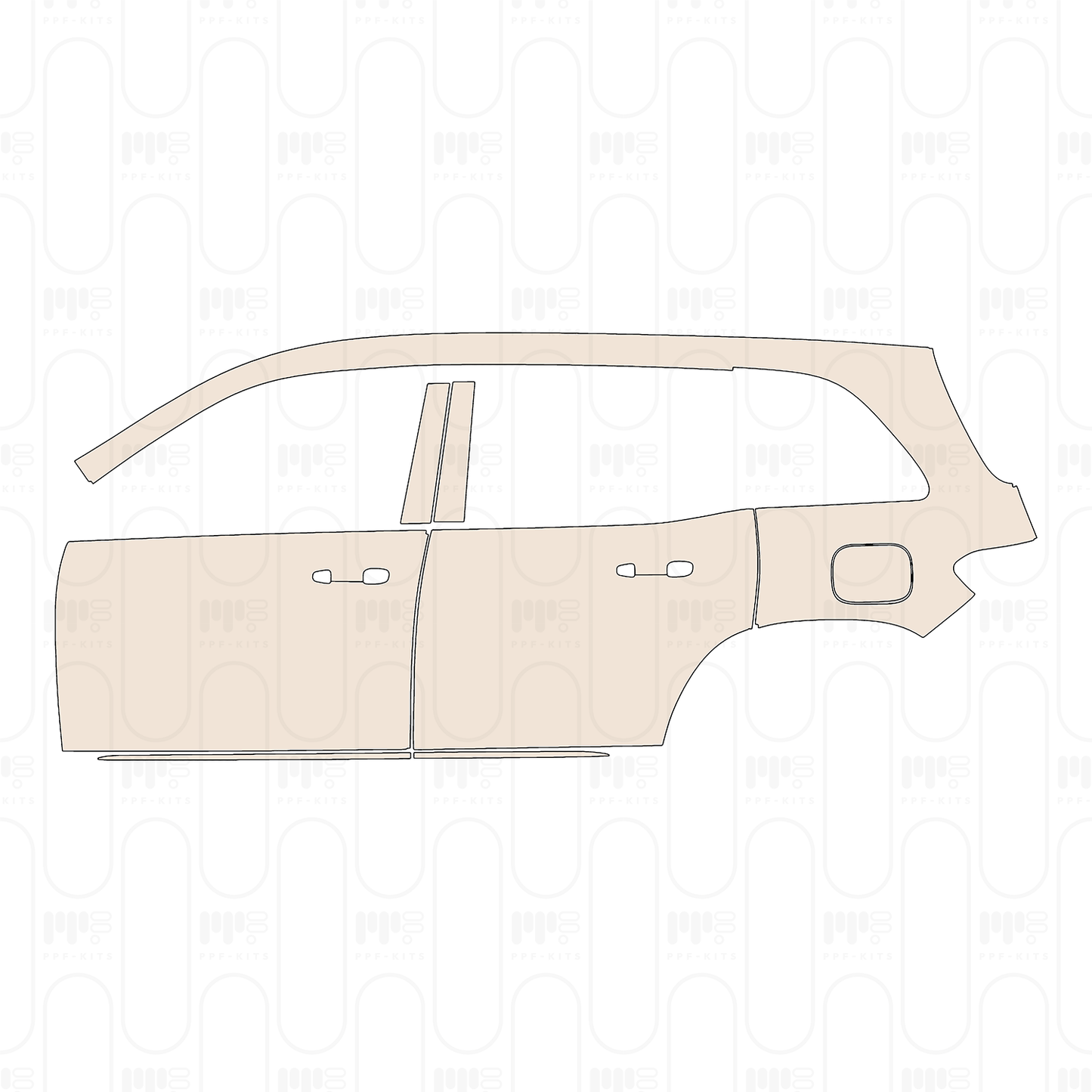 (left) Door+Side Skirt+Rear Fender with Charging Port
