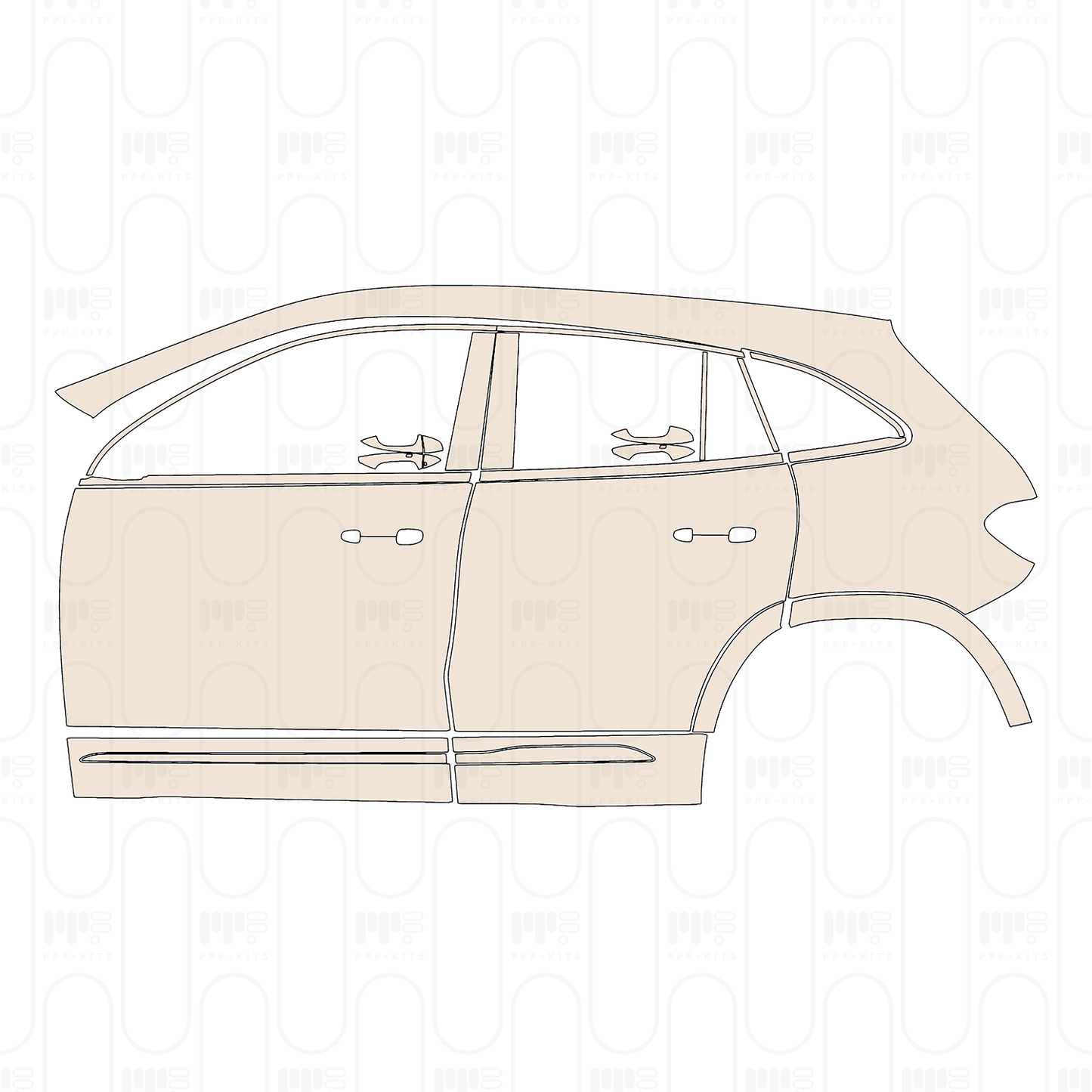 (left) Door+Side Skirt+Rear Fender without charging port on rear Fender