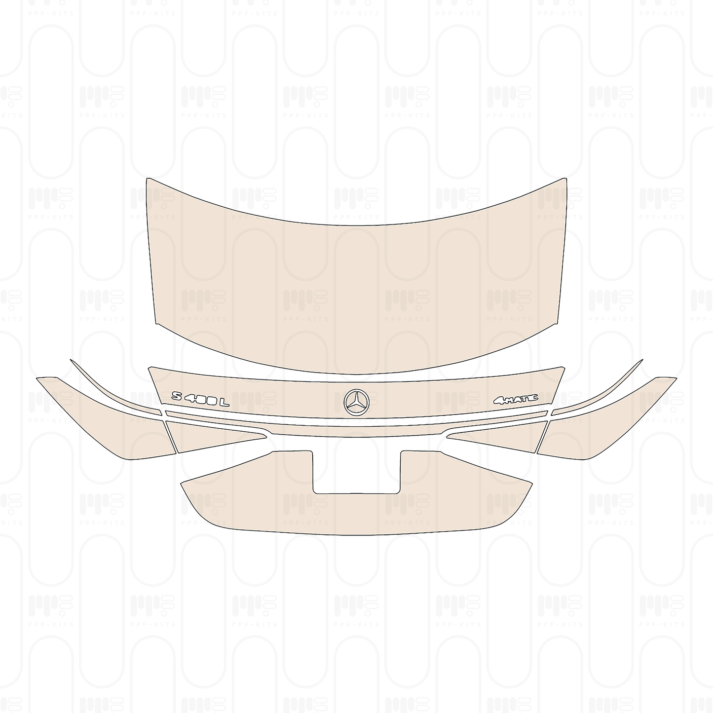 Trunk Lid with license trim, with "S450L" & "4MATIC" Emblems