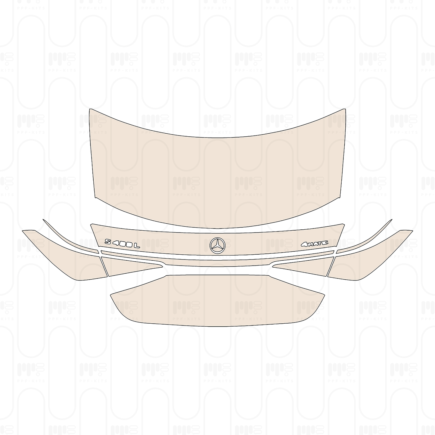 Trunk Lid without license trim, with "S450L" & "4MATIC" Emblems