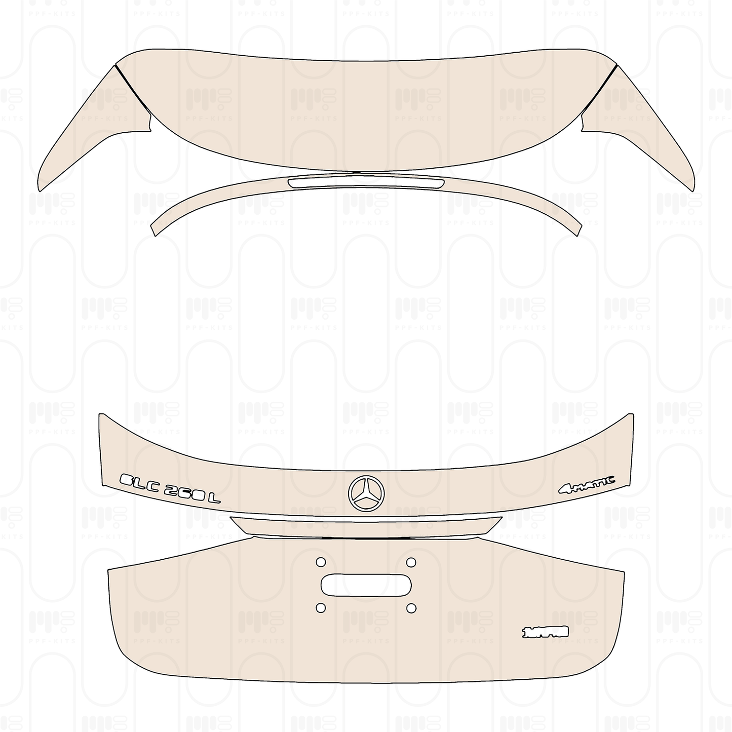 Trunk Lid with "GLC 260L" & "4MATIC" & "Beijing Benz" Emblems