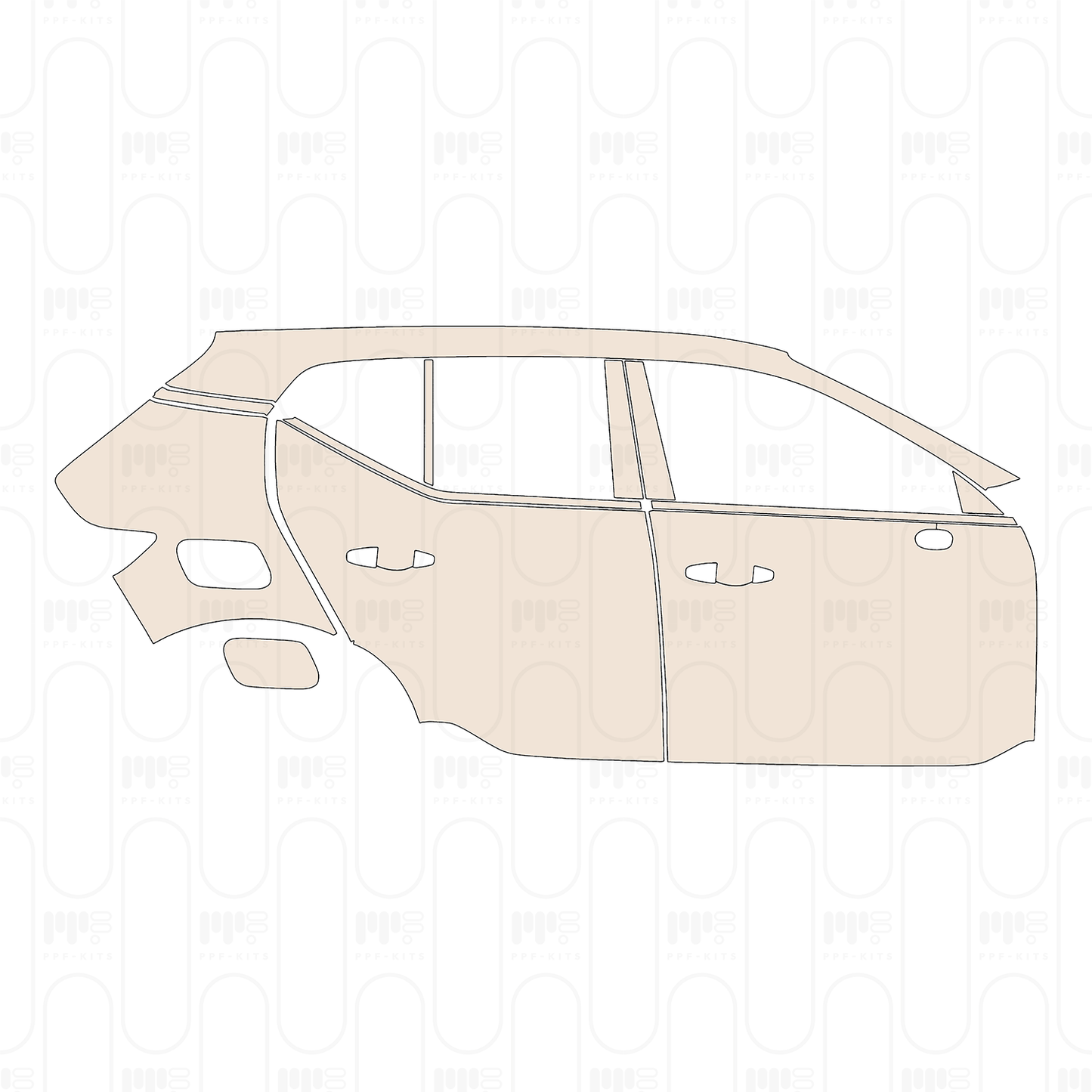 (right) Door+Side Skirt+Rear Fender with petrol cutout on rear Fender
