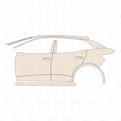 (left) Door+Side Skirt+Rear Fender without chrome trim on front door