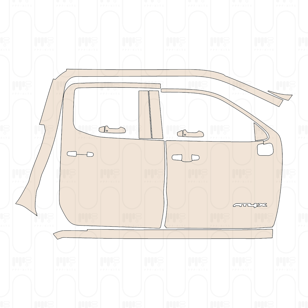 (right) Door+Rear Fender+Side Skirt with "AT4X" Emblem on front door
