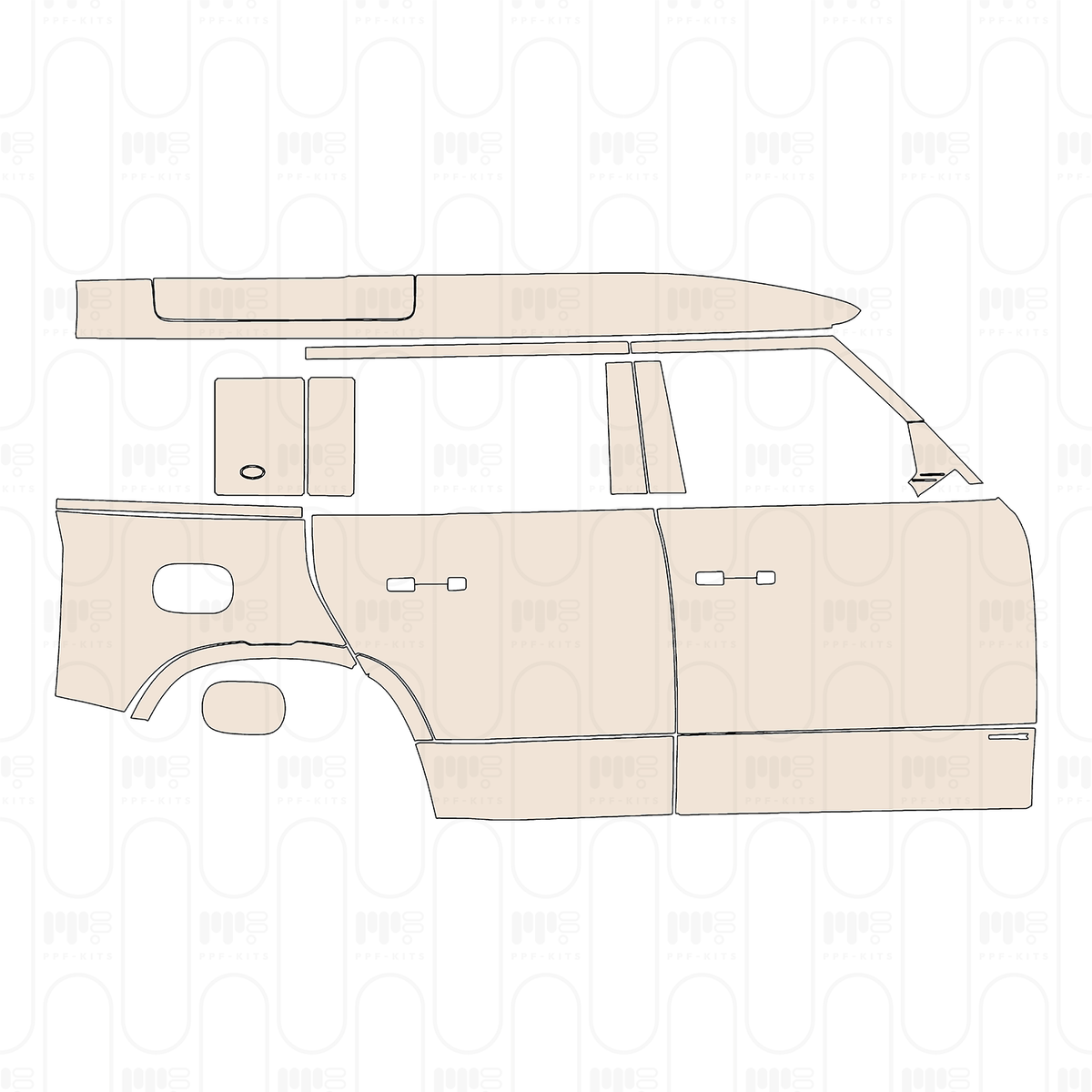 (right) Door+BC-Pillar+Rear Fender+Side Skirt with "DEFenderX" Emblem on front door