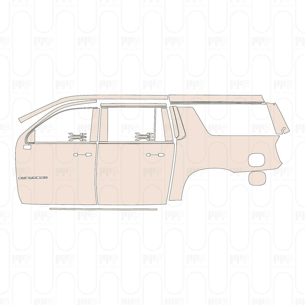 (left) Door+Side Skirt+Rear Fender with "SUBURBAN" Emblem on doors