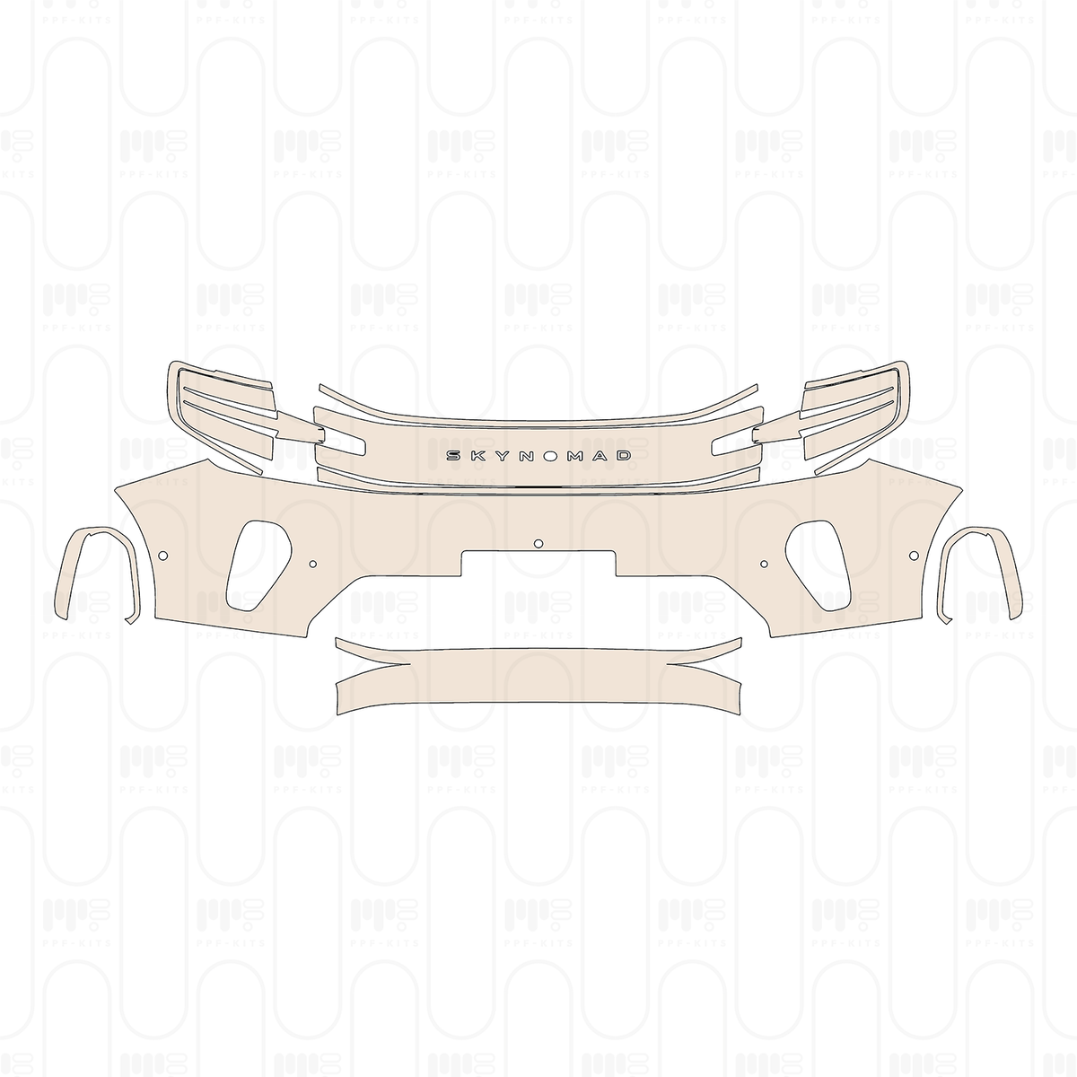 Bumper+Headlamp with license plate frame cutout, with 4 PDC (Parking Sensors) and 1 camera