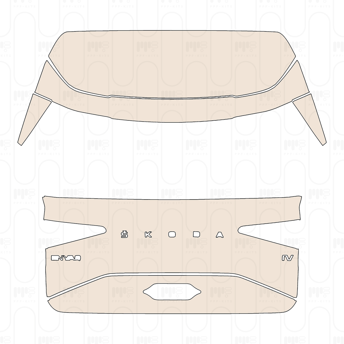 Trunk Lid with "SKODA" & "ENYAQ" & "IV" Emblems