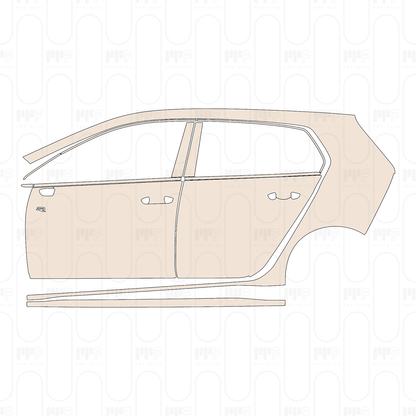 (left) Door+Side Skirt+Rear Fender with "R" Emblem on front door