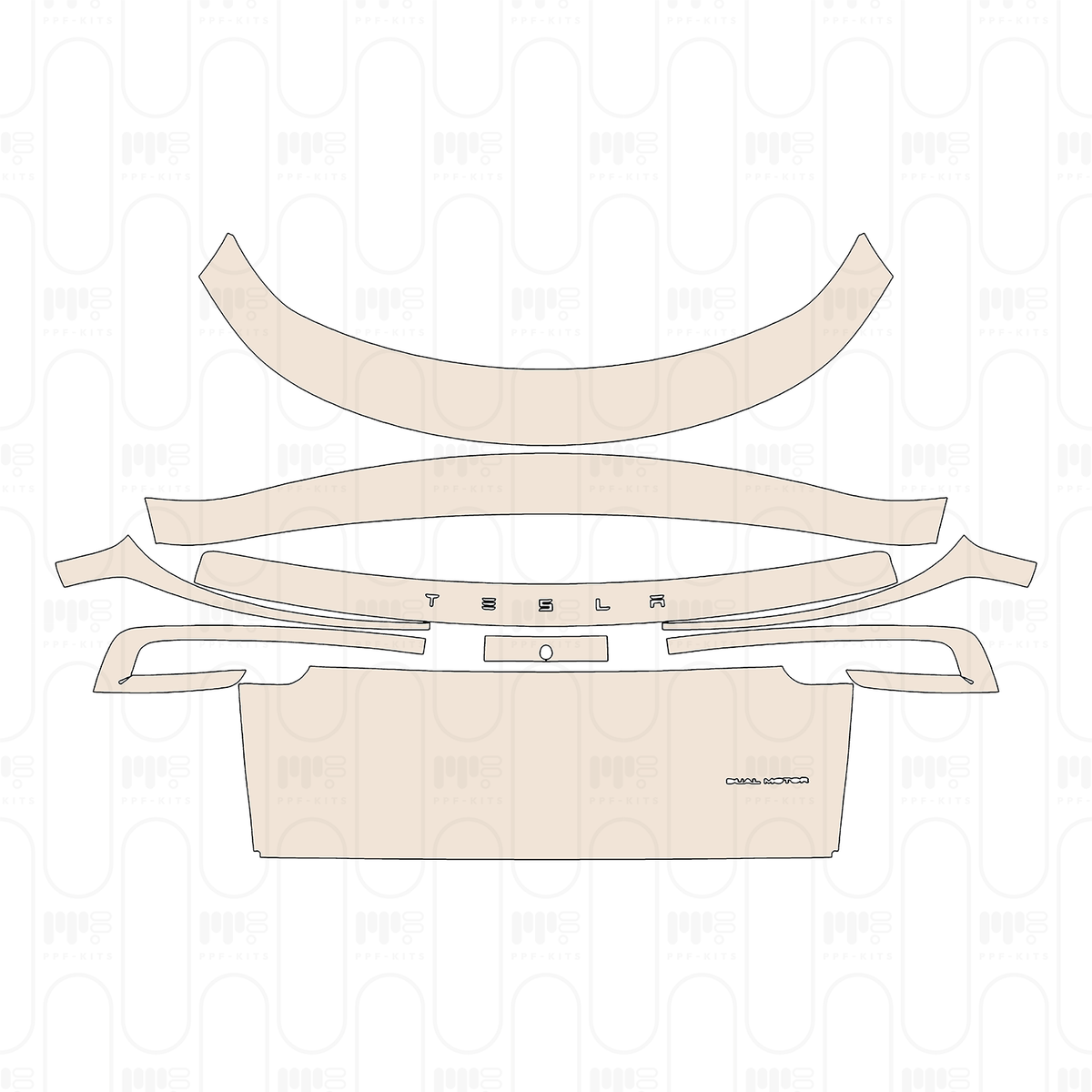 Trunk Lid with "TESLA" & "DUAL MOTOR" Emblems