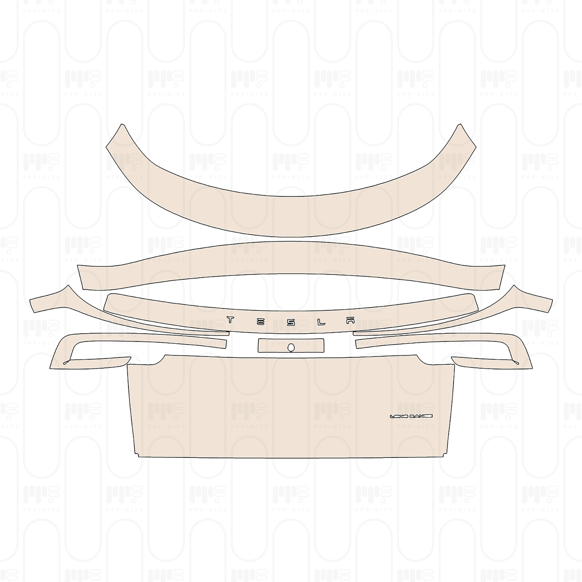 Trunk Lid with "TESLA" & "LONG RANGE" Emblems