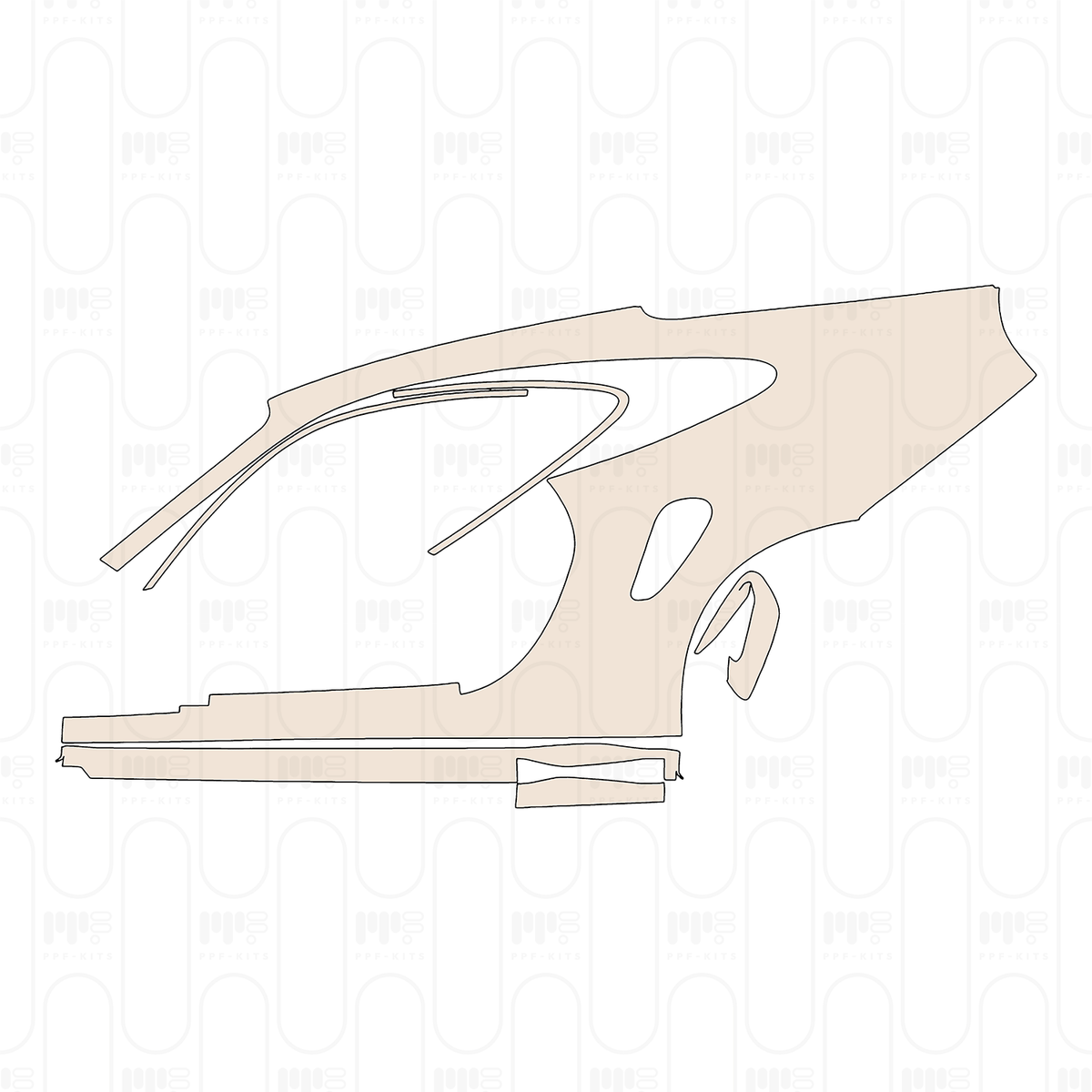 (left) Rear Fender+Side Skirt bottom edge of rear Fender covers the coarse-grained surface