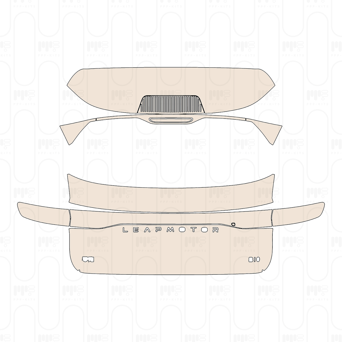 Trunk Lid without shark fin, with "LEAPMOTOR" & "B10" Emblems