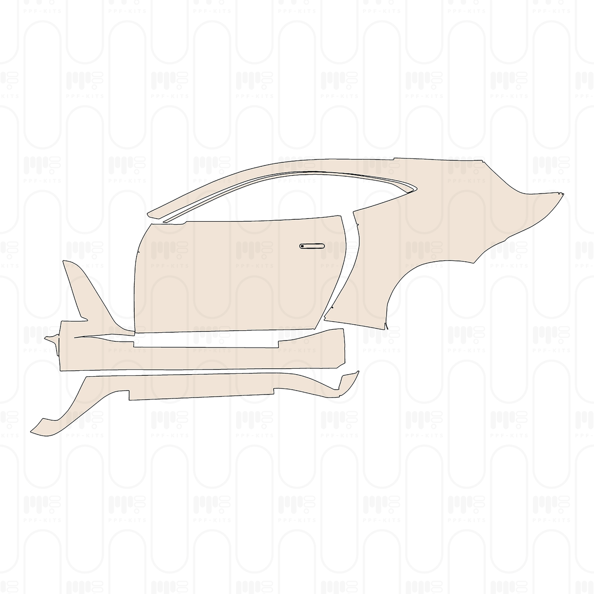 Pre-cut PPF pattern: Left Door + Side Skirt + Rear Fender - Aston Martin Vantage V12 Coupe 2024