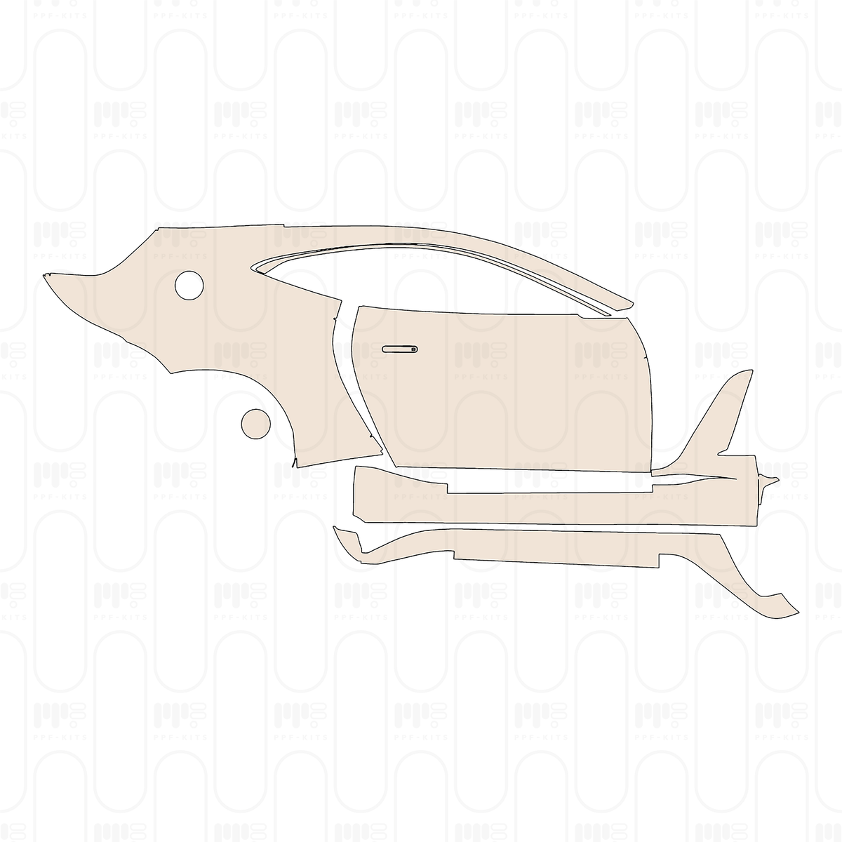 Pre-cut PPF pattern: Right Door + Side Skirt + Rear Fender - Aston Martin Vantage V12 Coupe 2024