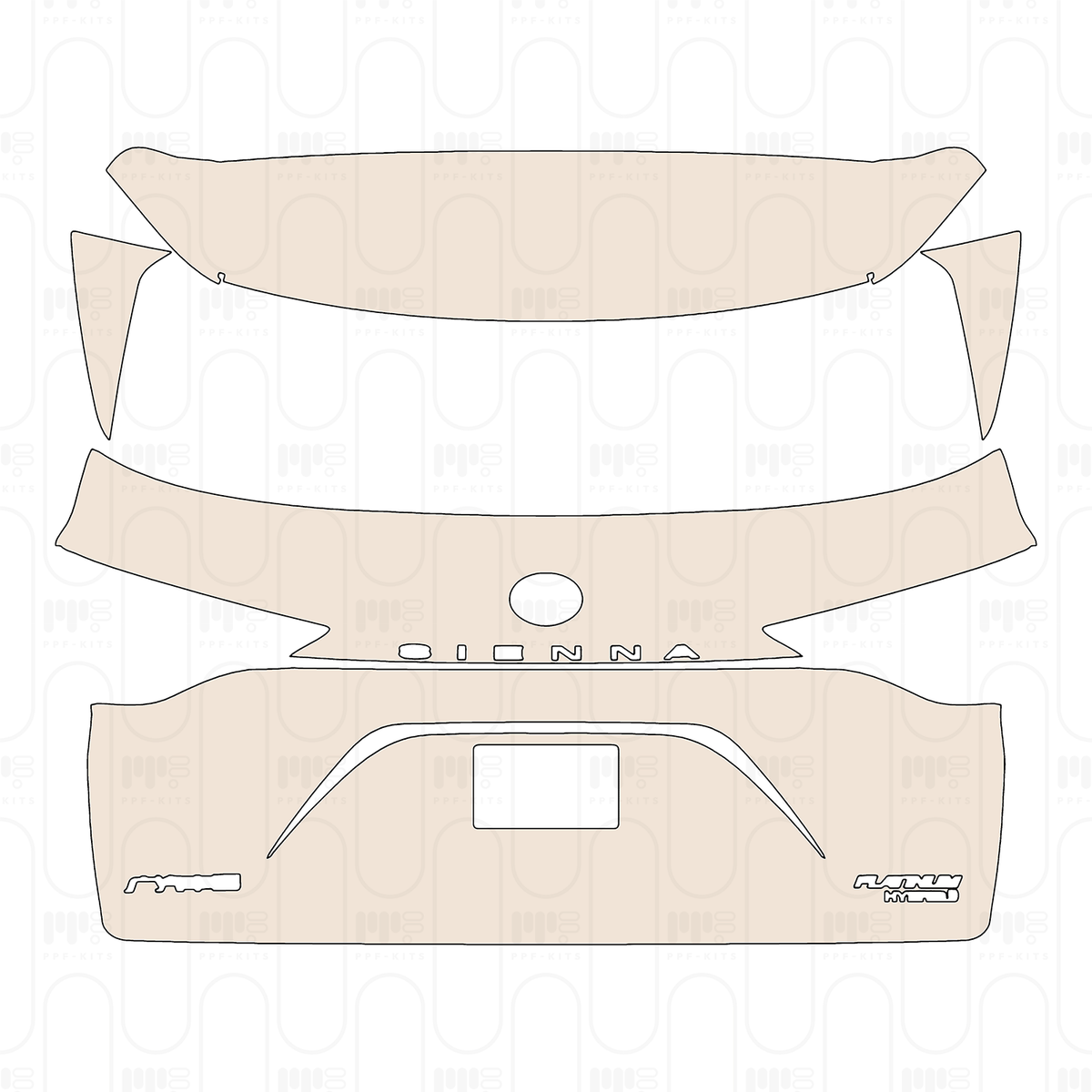 Pre-cut PPF pattern: Trunk Lid - Toyota