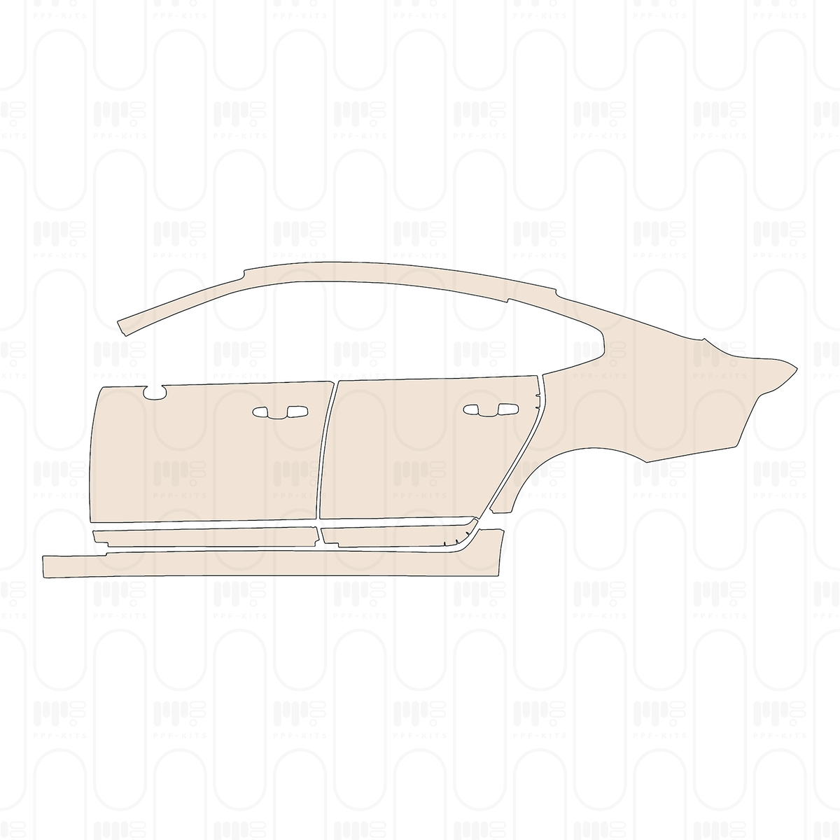 Pre-cut PPF pattern: Left Door + Rear Fender + Side Skirt - Volvo