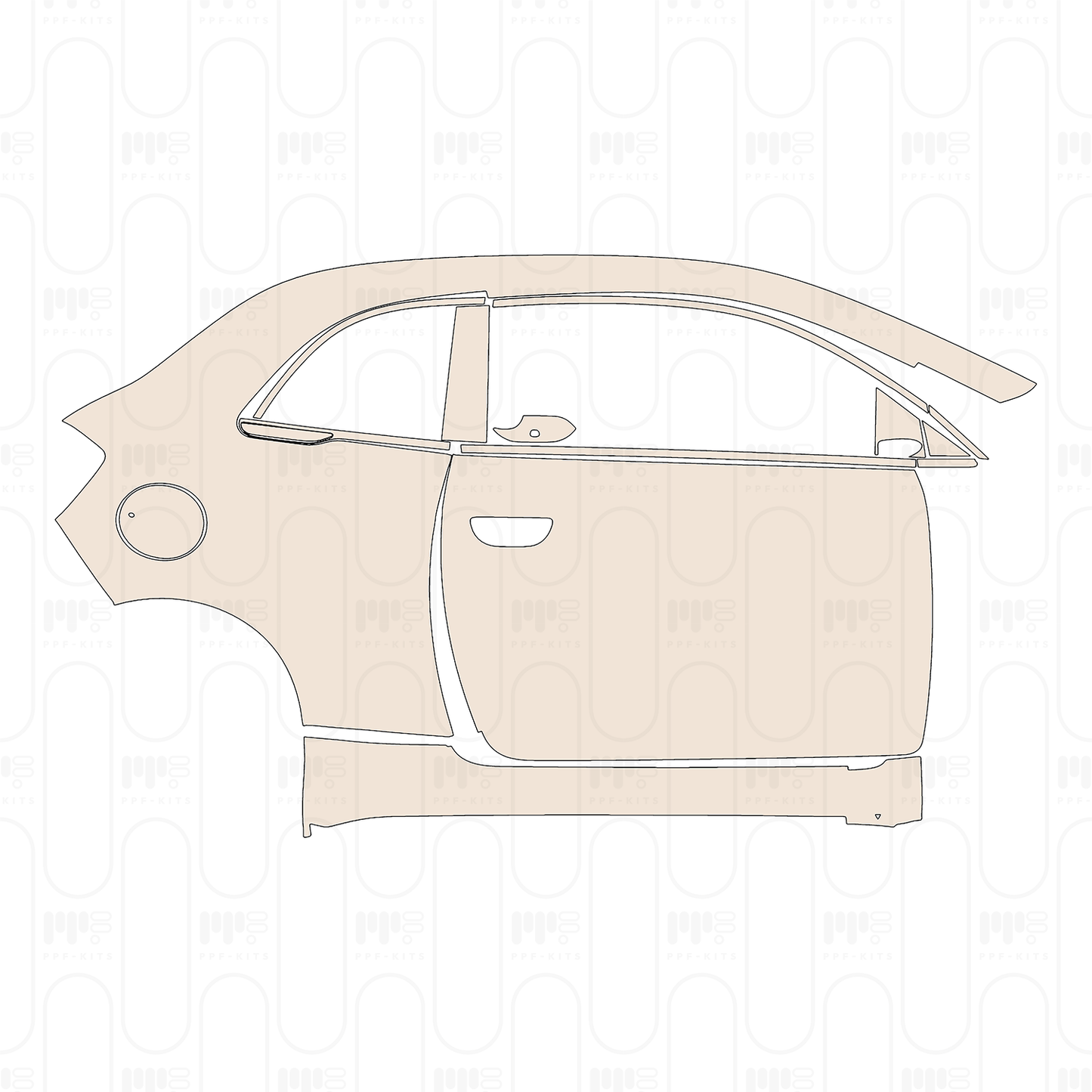 Pre-Cut PPF Fiat 500e 2 door Base Coupe 2024