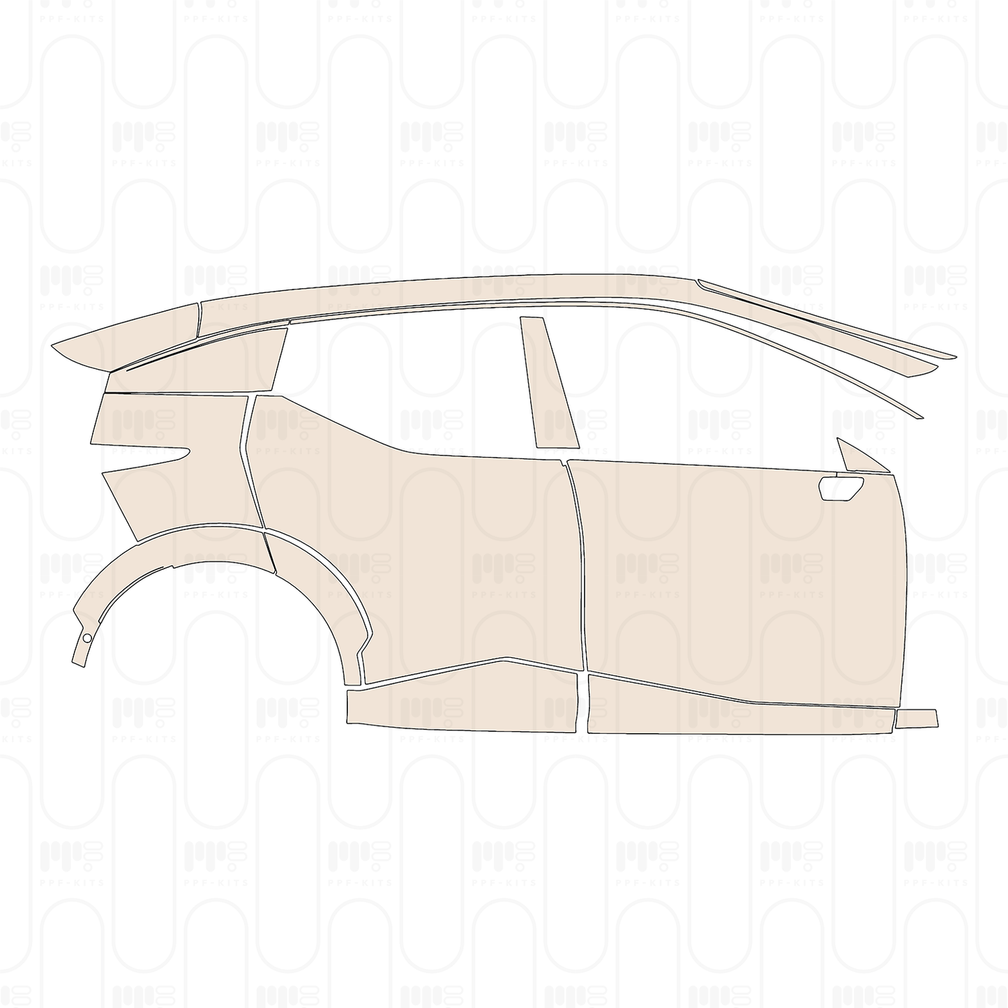 (right) Door+Side Skirt without door handle on door, without door opening button on BC-Pillar